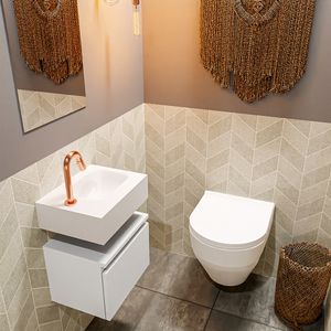 Toiletmeubel Mondiaz Andor | 40 cm | Meubelkleur Talc | Lex vrijhangend wastafel Talc Rechts | 1 kraangat