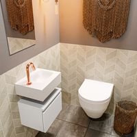 Toiletmeubel Mondiaz Andor | 40 cm | Meubelkleur Talc | Lex vrijhangend wastafel Talc Rechts | 1 kraangat Toiletmeubel Mondiaz Andor | 40 cm | Meubelkleur Talc | Lex vrijhangend wastafel Talc Rechts | 1 kraangat