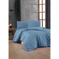 Beddengoedset - 1 dekbedovertrek 220 x 240 cm + 2 kussenslopen 60 x 60 cm - 100% versterkt katoen - Blauw