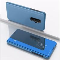 Voor Xiaomi Redmi Note 8 Pro plating spiegel horizontaal Flip leer met beugel holster (blauw)