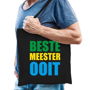 Beste meester ooit cadeau  / cadeau tas zwart heren voor leraar / leerkracht / onderwijzer   -