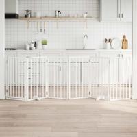 VidaXL Hondenhek met deur opvouwbaar 6 panelen wit 300 cm populierenhout