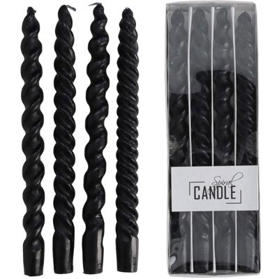 Spiraalvormige druppelkaars zwart 10.2x2.7x31 cm 4 stuks HD Collection - Hd collection
