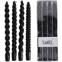 Spiraalvormige druppelkaars zwart 10.2x2.7x31 cm 4 stuks HD Collection - Hd collection