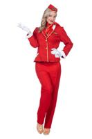 Stewardess kostuum Dames Rood Premium 4-delig