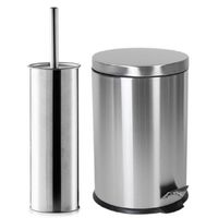 Zeller Badkamer/toilet accessoires - WC-borstel/pedaalemmer 5L- zilver - Toiletaccessoireset - thumbnail