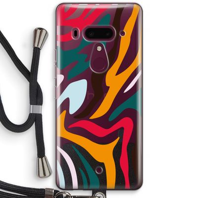 Colored Zebra: HTC U12+ Transparant Hoesje met koord