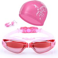 High-Definition waterdichte mist bestendige zwembrillen met badmuts (roze)