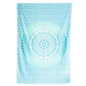 Authentiek Wandkleed Mandala Katoen Groen/ Blauw (215 x 135 cm)