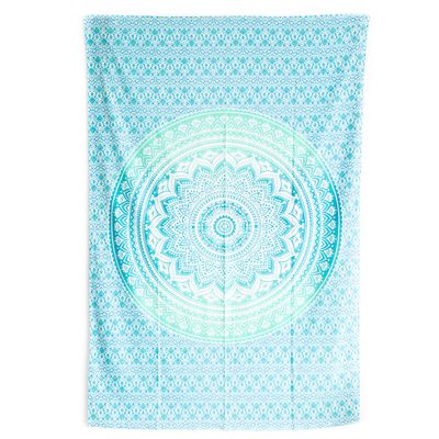 Authentiek Wandkleed Mandala Katoen Groen/ Blauw (215 x 135 cm)