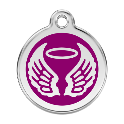 Angel Wings Purple roestvrijstalen hondenpenning large/groot dia. 3,8 cm - Reddingo