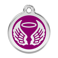 Angel Wings Purple roestvrijstalen hondenpenning large/groot dia. 3,8 cm - Reddingo