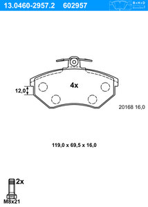 Remblokkenset, schijfrem ATE, u.a. für VW, Seat