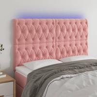 Hoofdbord LED 144x7x118/128 cm fluweel roze