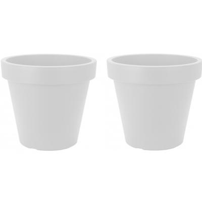 Bloempot/plantenpot voor binnen en buiten - 3x - D40 x H35 cm - wit - kunststof Bloempot/plantenpot voor binnen en buiten - 3x - D40 x H35 cm - wit - kunststof