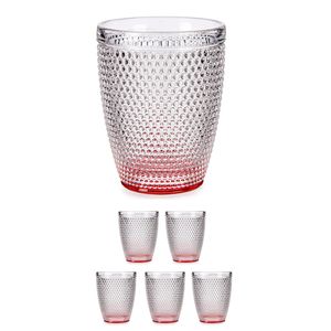 Set van 6x stuks luxe drinkglazen/waterglazen van 300 ml transparant/rood