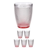 Set van 6x stuks luxe drinkglazen/waterglazen van 300 ml transparant/rood