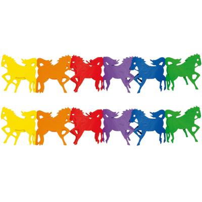 Slinger paarden - 2x - 300 cm - multi color - papier - paardenthema - verjaardag