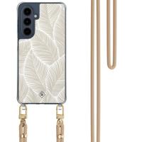 Samsung Galaxy A16 hoesje met beige koord - Palm leaves beige