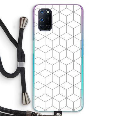 Zwart-witte kubussen: Oppo A72 Transparant Hoesje met koord