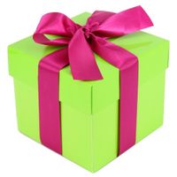 Kado doosjes limegroen met roze strik 10 cm vierkant   -