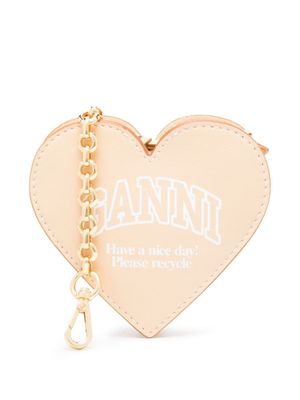 GANNI porte-monnaie Funny Heart en cuir - Tons neutres