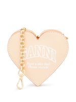 GANNI porte-monnaie Funny Heart en cuir - Tons neutres