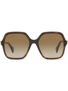 Gucci Eyewear lunettes de soleil carrées à effet écailles de tortue - Marron