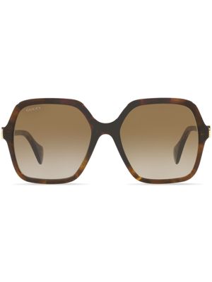 Gucci Eyewear lunettes de soleil carrées à effet écailles de tortue - Marron