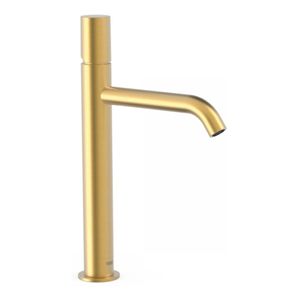 Wastafelkraan Tres Study | Opbouw | Mengkraan | Hoog model | 1-knop | Rond | 24k Goud mat