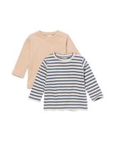 HEMA Baby T-shirt Strepen - 2 Stuks Bruin (bruin)