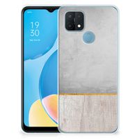 OPPO A15 Bumper Hoesje Wood Concrete