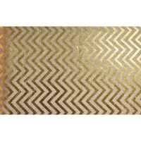 Jute tafelloper - 28 x 500 cm - beige met gouden visgraat geborduurd