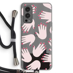 Hands pink: OnePlus Nord 2 5G Transparant Hoesje met koord