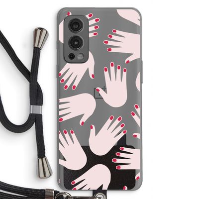 Hands pink: OnePlus Nord 2 5G Transparant Hoesje met koord