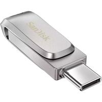 SanDisk ultra dual drive luxe 256 gb usb-stick (zilver, usb-a 3.2 gen 1, usb-c 3.2 gen 1)