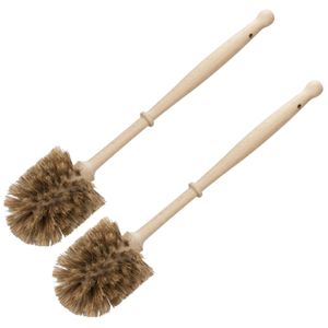 2x stuks houten wc/toiletborstels bruin 36 cm