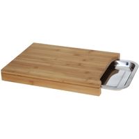 Bamboe houten snijplank met opvangbakje 35 cm - Snijplanken/serveerplanken/broodplanken van hout - thumbnail