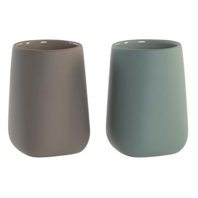 Tandenborstelhouder DKD Home Decor Groen Beige Dolomite 8 x 8 x 11 cm (2 Stuks)