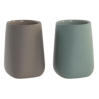 Tandenborstelhouder DKD Home Decor Groen Beige Dolomite 8 x 8 x 11 cm (2 Stuks)