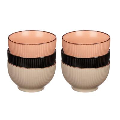 Kommetjes/serveer schaaltjes - 6x stuks - Mistique - porselein - D14 x H8 cm - 3 kleuren