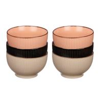 Kommetjes/serveer schaaltjes - 6x stuks - Mistique - porselein - D14 x H8 cm - 3 kleuren