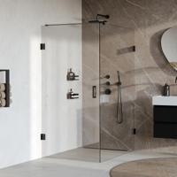 Brauer Void - Douchecabine met Draaideur - Helder Glas - 100x140x200 cm - incl. Glascoating - Mat Zwart