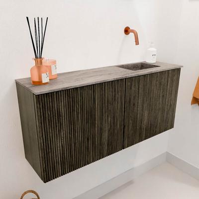 Toiletmeubel Mondiaz Joya Dlux | 90 cm | Meubelkleur Shadow | Faye wastafel Oza Wasbak Rechts | Zonder kraangat(en)