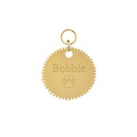 Dierenpenning | Eigen tekst - Rond 20 mm met kartel rand - Goud