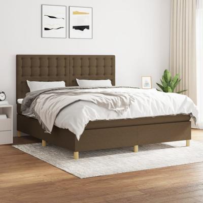 Boxspring met matras stof donkerbruin 180x200 cm