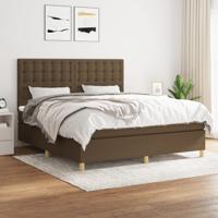 Boxspring met matras stof donkerbruin 180x200 cm