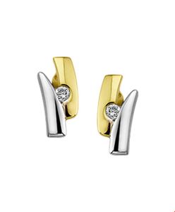 TFT Oorknoppen Diamant 0.038ct (2x0.019 ) H SI Bicolor Goud Glanzend 8 mm x 3.5 mm