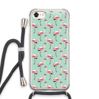 Flamingoprint groen: iPhone 7 Transparant Hoesje met koord