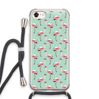 Flamingoprint groen: iPhone 7 Transparant Hoesje met koord